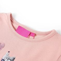 Vidaxl Otroška majica z dolgimi rokavi motiv mačka iz bleščic svetlo roza 92