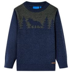 Vidaxl Otroški pulover pleten mornarsko moder 128