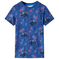 Vidaxl Otroška majica s kratkimi rokavi temno modra melange 92