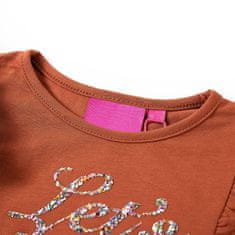 Vidaxl Otroška majica z dolgimi rokavi konjak 116