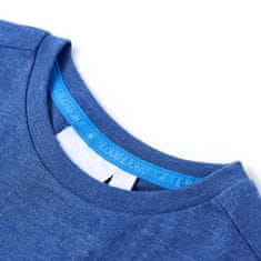 Vidaxl Otroška majica s kratkimi rokavi temno modra melange 128