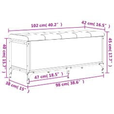 Vidaxl Klop za shranjevanje dimljen hrast 102x42x45 cm inženirski les