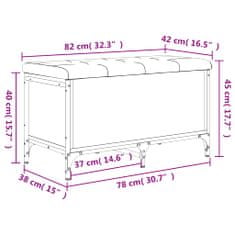 Vidaxl Klop za shranjevanje rjavi hrast 82x42x45 cm inženirski les