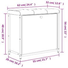 Vidaxl Klop za čevlje s preklopnim predalom dimljen hrast 62x32x56 cm