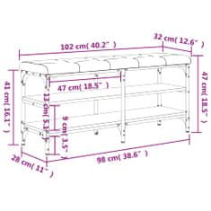 Vidaxl Klop za čevlje siva sonoma 102x32x47 cm inženirski les