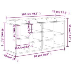 Vidaxl Klop za čevlje rjavi hrast 102x32x50 cm inženirski les