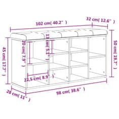 Vidaxl Klop za čevlje sonoma hrast 102x32x50 cm inženirski les