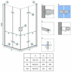 REA Tuš kabina Molier Chrome Double 80x100