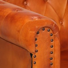 Vidaxl Chesterfield naslanjač rumenorjavo pravo usnje