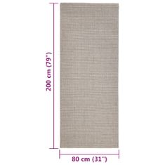 Vidaxl Preproga naravni sisal 80x200 cm peščena