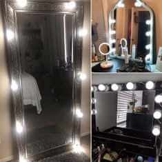 Dollcini Komplet LED luči za kozmetično ogledalo v hollywoodskem slogu z 10 zatemnjenimi žarnicami za prilagodljivo osvetlitev kopalnice, stene ali kozmetičnega ogledala