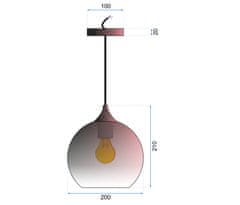 Toolight Steklena viseča svetilka APP313-1CP Pink Gold