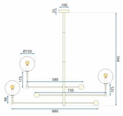 Toolight Steklene krogle obesek svetilka 3 kos APP918-3CP Gold