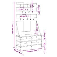 Vidaxl Regal za oblačila s prostorom za čevlje rjav hrast 100x40x184cm