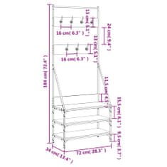 Vidaxl Regal za oblačila s prostorom za čevlje rjav hrast 72x34x184 cm