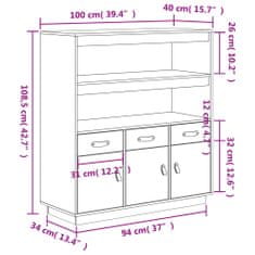 Vidaxl Visoka omarica 100x40x108,5 cm trdna borovina