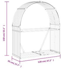 Greatstore Nosilec za polena rjav 120x45x140 cm pocinkano jeklo