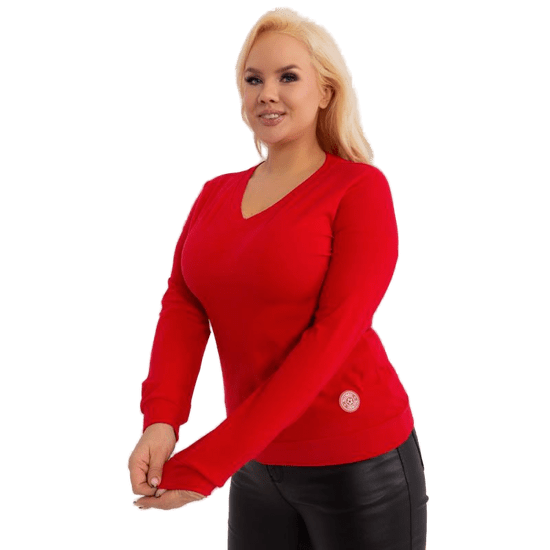 RELEVANCE Ženske bluze z dolgimi rokavi plus velikost rdeča RV-BZ-9259.97_405406