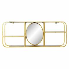 NEW Stensko ogledalo DKD Home Decor Ogledalo Zlat Kovina Les Rjava (100 x 18 x 40 cm)