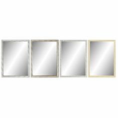 NEW Stensko ogledalo DKD Home Decor 56 x 2 x 76 cm Kristal Naraven Siva Rjava Temno siva polistiren Tropical Rastlinski list (4 Kosi