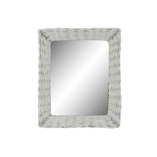 NEW Stensko ogledalo DKD Home Decor Kristal MDF Bela protja Cottage (53 x 63 x 4 cm) (53,5 x 4 x 62,5 cm)