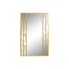 NEW Stensko ogledalo DKD Home Decor Ogledalo Zlat Kovina Rastlinski list (60 x 2 x 90 cm)