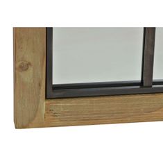 NEW Stensko ogledalo DKD Home Decor Rjava Črna Kovina Breza Naraven Okno 60 x 3 x 95 cm