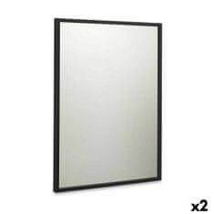 BigBuy Stensko ogledalo 50 x 70 cm Črno MDF les (2 enoti)