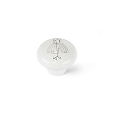 BigBuy Kljuka za vrata Rei e817 Okrogla bela porcelana Ilustrirana 4 enote (Ø 40 x 32 mm)