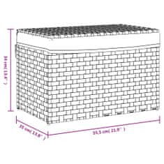 Vidaxl Košara za perilo s pokrovom siva 55,5x35x34 cm poli ratan