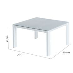 BigBuy Sredinska miza Thais Table White Aluminium Tempered Glass 70 x 70 x 41 cm