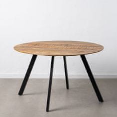 BigBuy Jedilna miza 130 x 130 x 77 cm Naravni črni les Železo