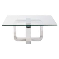 BigBuy Sredinska miza DKD Home Decor Srebrno jeklo Aluminij Kaljeno steklo 100 x 100 x 45 cm