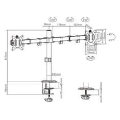 Gembird Namizni nosilec za 2 monitorja MA-D2-01, nagibni, do 32" in 9 kg, črn