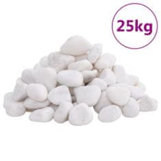 Vidaxl Polirani kamenčki 25 kg beli 2-5 cm