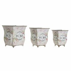 DKD Home Decor Lonček DKD Home Decor 21,5 x 21,5 x 25 cm Roza kovinski cvetovi Shabby Chic