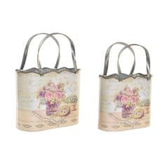 DKD Home Decor Komplet loncev DKD Home Decor 29 x 13 x 38,5 cm Pink Metal Flowers Shabby Chic