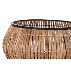 DKD Home Decor Komplet loncev DKD Home Decor Natural Black Metal Rattan (50 x 50 x 25,4 cm)