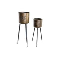 NEW Set lončkov DKD Home Decor Črna Šampanjec Metalni Kovina Loft 30 x 40 cm 25 x 25 x 80,5 cm (2 kosov)