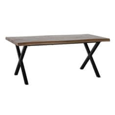BigBuy Jedilna miza črna kovinska rjava 180 x 90 x 75 cm DMF