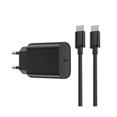 WiWU Polnilec za telefon Wi-U001 1xUSB-C PD 20W črn + USB-C kabel