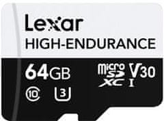 Lexar 64 GB kartic microSDHC/microSDXC UHS-I z visoko vzdržljivostjo, (branje/pisanje: 100/35 MB/s) C10 A1 V30 U3