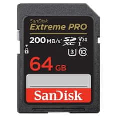 SanDisk Extreme PRO 64 GB SDXC 200 MB/s in 90 MB/s, UHS-I, razred 10, U3, V30