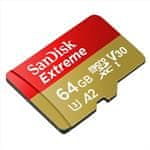 SanDisk Pomnilniška kartica Extreme microSDXC 64GB 170MB/s / 80MB/s A2 C10 V30 UHS-I U3, adapter