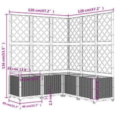 Vidaxl Cvetlično korito z oporno mrežo črno 120x120x136 cm PP