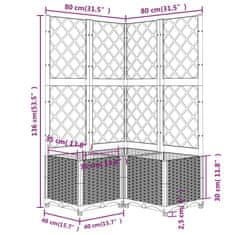 Vidaxl Cvetlično korito z oporno mrežo črno 80x80x136 cm PP