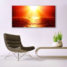 tulup.si Slika na akrilnem steklu Sunset sea wave 140x70 cm 4 obešalnika