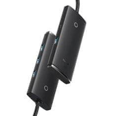 BASEUS Vozlišče 4v1 Baseus Lite Series USB-C do 4x USB 3.0 + USB-C, 2 m (črno)