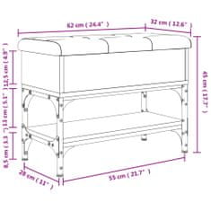 Vidaxl Klop za čevlje siva sonoma 62x32x45 cm inženirski les