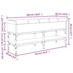 Vidaxl Klop za čevlje črna 102x32x45 cm inženirski les